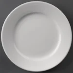 Assiettes à bord large Olympia Athena 202 mm en porcelaine blanche vitrifiée, lot de 12