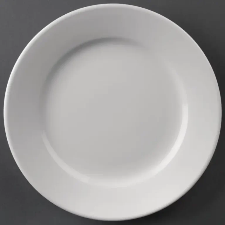 Assiettes à bord large Olympia Athena 202 mm en porcelaine blanche vitrifiée, lot de 12