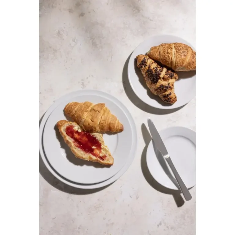 Assiettes à bord large Olympia Athena 202 mm en porcelaine blanche vitrifiée, lot de 12