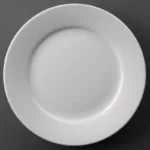Assiettes à bord large Olympia Athena 228 mm en porcelaine blanche vitrifiée, lot de 12