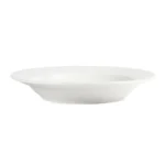 Assiette creuse Olympia blanche de 270 mm en porcelaine, vue de trois quarts