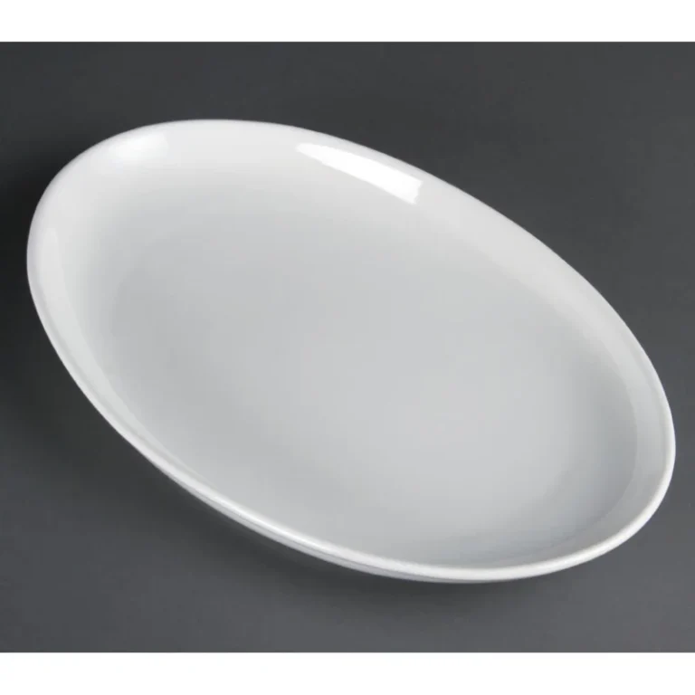 Assiette creuse ovale Olympia blanche de 365 x 235 mm en porcelaine