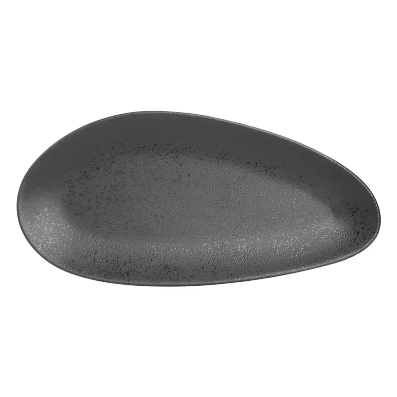 Assiettes ovales Olympia Fusion 357 x 172 mm en grès gris anthracite à émail réactif, lot de 4 Assiettes ovales Olympia Fusion 357 x 172 mm en grès gris anthracite à émail réactif, lot de 4