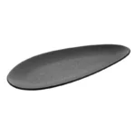 Assiettes ovales Olympia Fusion 357 x 172 mm en grès gris anthracite à émail réactif, lot de 4