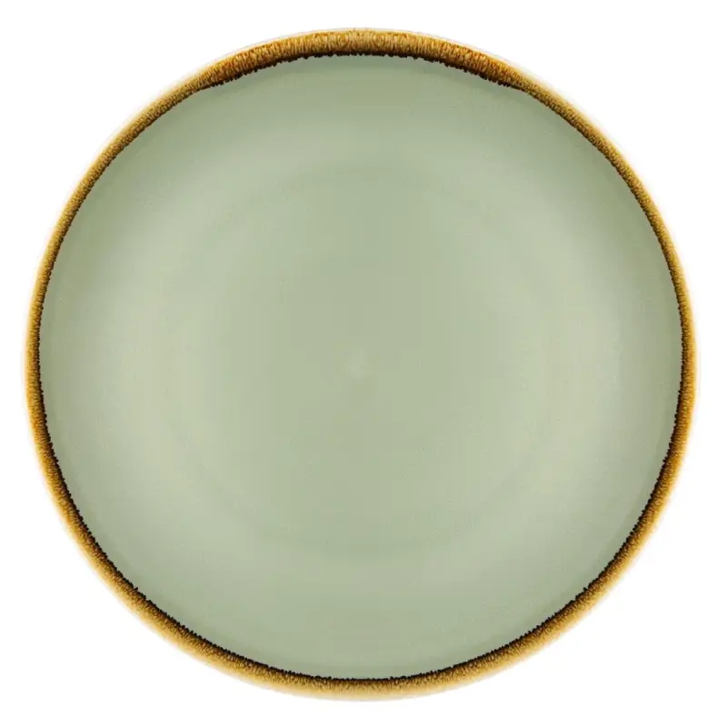 Assiettes plates rondes Olympia Kiln coloris mousse 280 mm en porcelaine à bord peint main, lot de 4 Assiettes plates rondes Olympia Kiln coloris mousse 280 mm en porcelaine à bord peint main, lot de 4