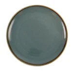 Assiettes plates rondes Olympia Kiln coloris océan 280 mm en porcelaine à bord peint main, lot de 4