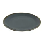 Assiettes plates rondes Olympia Kiln coloris océan 280 mm en porcelaine à bord peint main, lot de 4