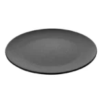 Assiettes plates rondes Olympia Fusion 270 mm en grès noir et bronze à émail réactif, lot de 4
