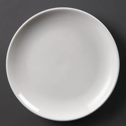 Assiettes plates rondes Olympia Whiteware 200 mm en porcelaine blanche vitrifiée, lot de 12