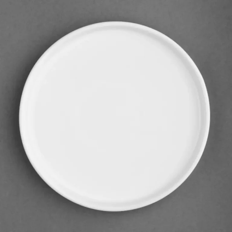 Assiettes plates rondes Olympia Whiteware 210 mm en porcelaine blanche vitrifiée, lot de 6