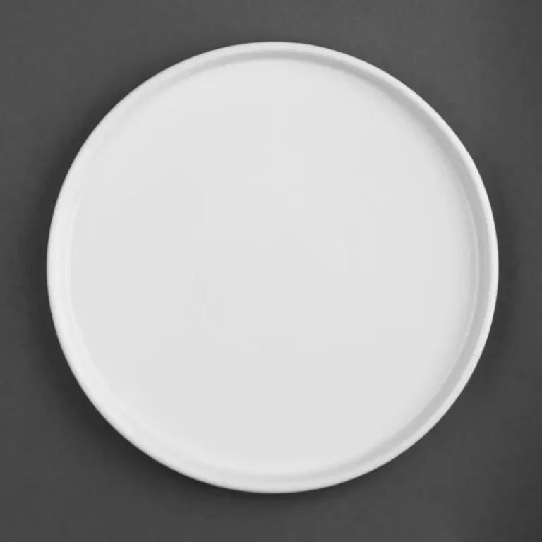 Assiettes plates rondes Olympia Whiteware 268 mm en porcelaine blanche vitrifiée, lot de 4