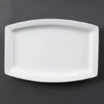 Assiettes rectangulaires Olympia Whiteware 320 x 220 mm en porcelaine blanche, lot de 6