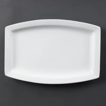 Assiettes rectangulaires Olympia Whiteware 320 x 220 mm en porcelaine blanche, lot de 6