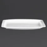 Assiettes rectangulaires Olympia Whiteware 320 x 220 mm en porcelaine blanche, lot de 6