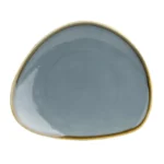 Assiettes triangulaires Olympia Kiln coloris océan 165 mm en porcelaine émail réactif, lot de 6