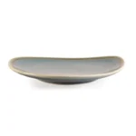 Assiettes triangulaires Olympia Kiln coloris océan 165 mm en porcelaine émail réactif, lot de 6