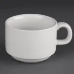 Tasses à thé empilables Olympia Athena 200 ml en porcelaine blanche