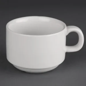 Tasses à thé empilables Olympia Athena 200 ml en porcelaine blanche