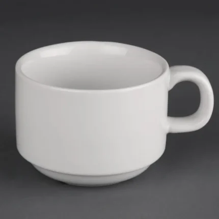 Tasses à thé empilables Olympia Athena 200 ml en porcelaine blanche