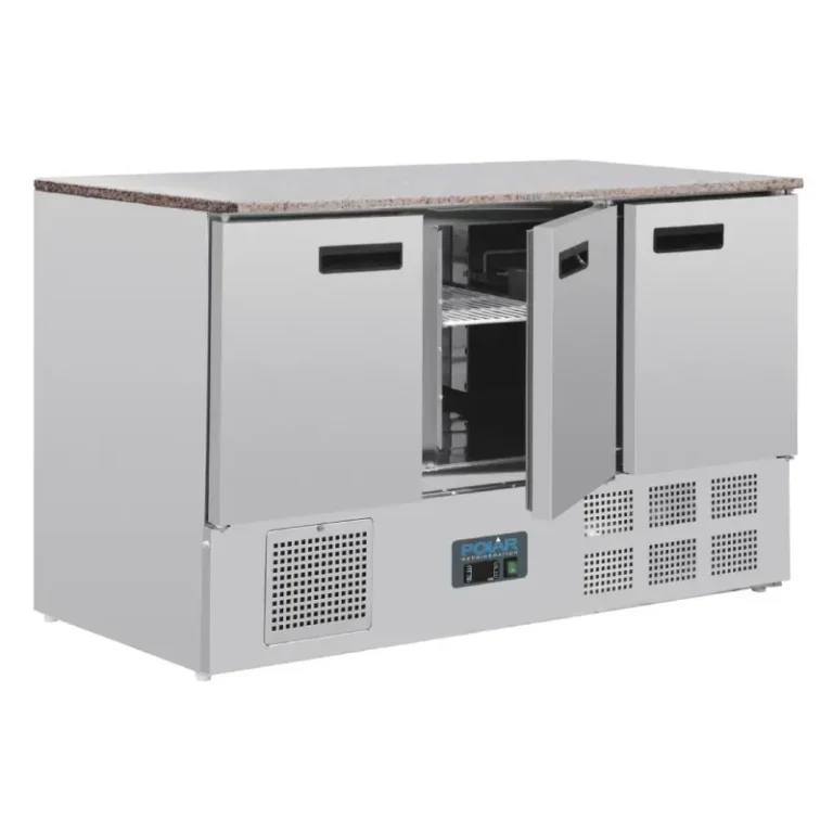 Table réfrigérée Polar CL109 porte ouverte étagères