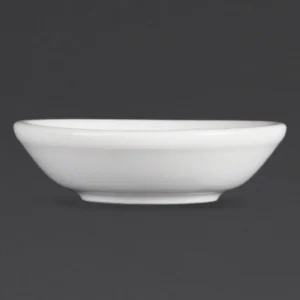 Coupelle à sauce Olympia Whiteware blanche de 70 mm en porcelaine, vue de trois quarts