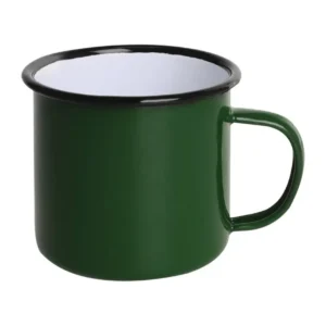 Mug en acier émaillé Olympia vert et noir 350 ml