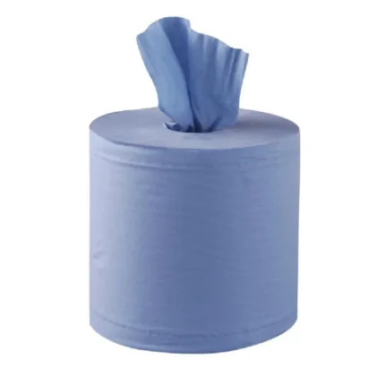 Bobines d’essuie-mains bleues 2 plis Jantex lot de 6