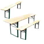 Ensemble table et bancs pliants pour brasserie