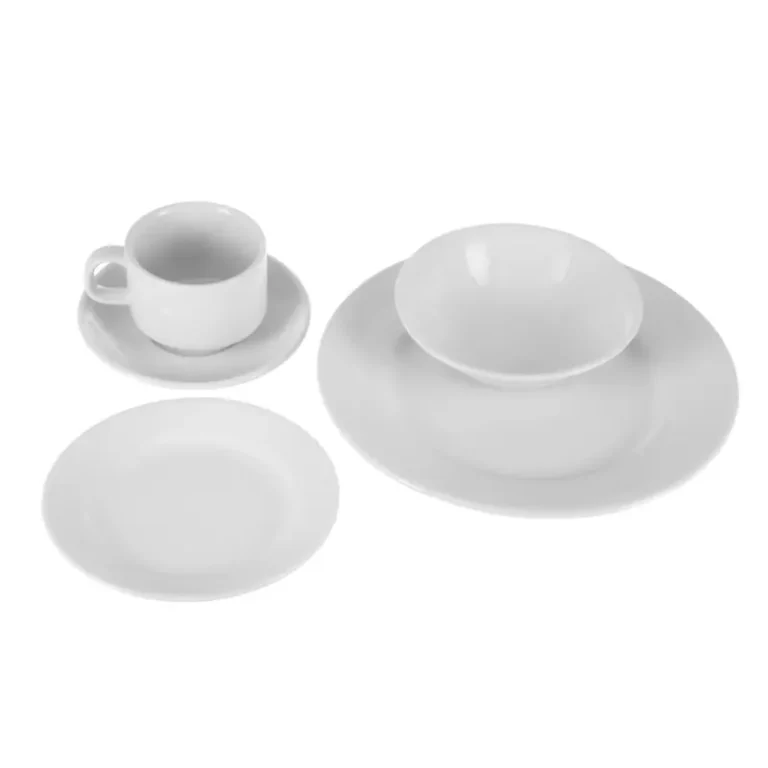 Ensemble de vaisselle Olympia Athena, 24 ensembles de 5 pièces en porcelaine blanche
