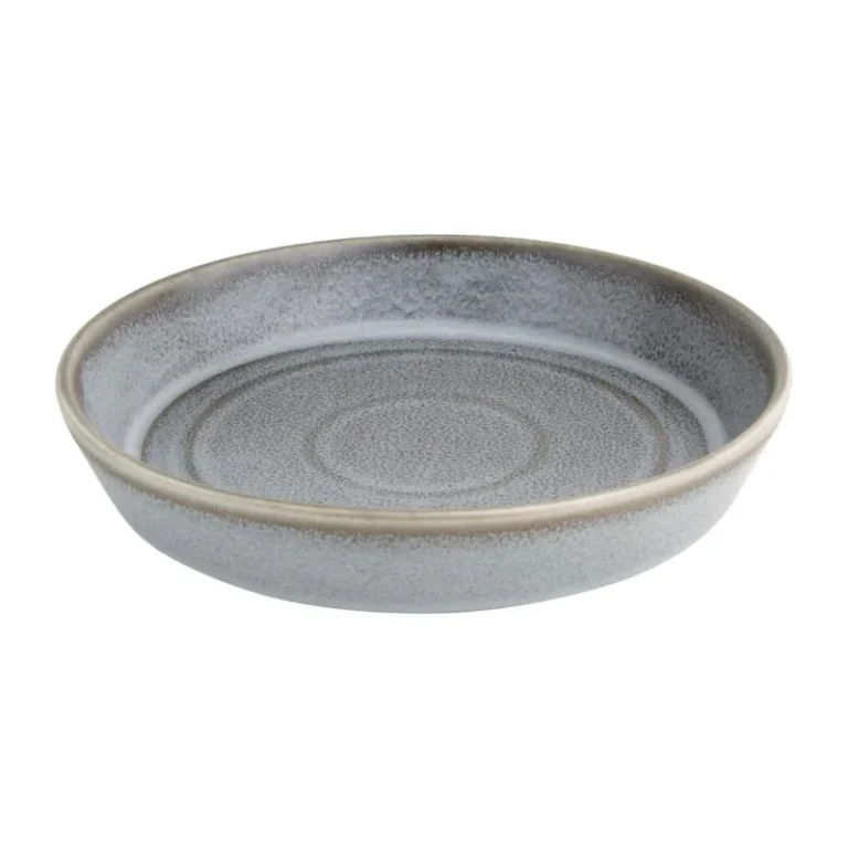 Bols plats ronds Olympia Cavolo Anthracite – 220mm – Porcelaine – Lot de 4