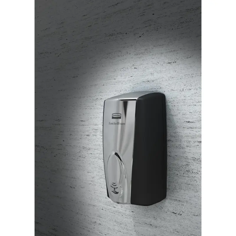 Distributeur de savon mousse sans contact Rubbermaid AutoFoam noir et chrome Distributeur de savon mousse sans contact Rubbermaid AutoFoam noir et chrome
