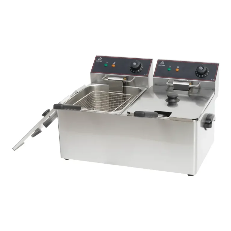 Friteuse électrique professionnelle double à poser CUISTANCE inox, deux cuves de 8 L
