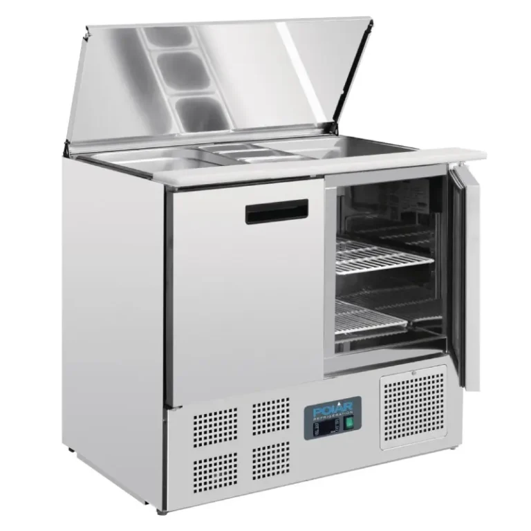 Comptoir à salade Polar G606 vue d’ensemble avec couvercle