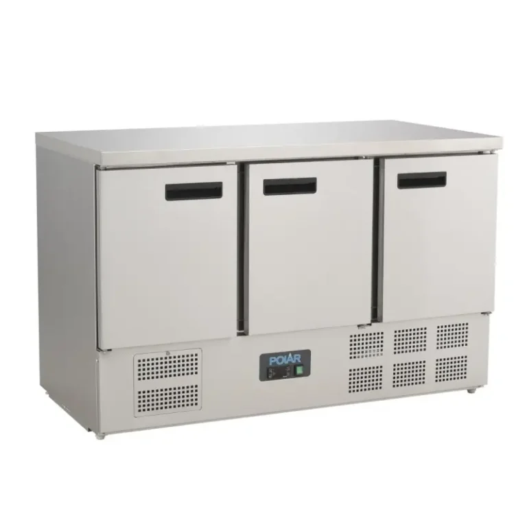 Table réfrigérée Polar G622 plan de travail inox vue de gauche