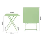 Table carrée pliante Bolero – FT271 – 600x600mm – Vert clair – Acier – Pliable