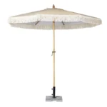 Parasol rond à rayures Bolero Sicile – FU508 – 2,5m – Crème – Polyester 245g/m² – Frangé