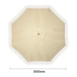 Parasol rond à rayures Bolero Sicile – FU508 – 2,5m – Crème – Polyester 245g/m² – Frangé