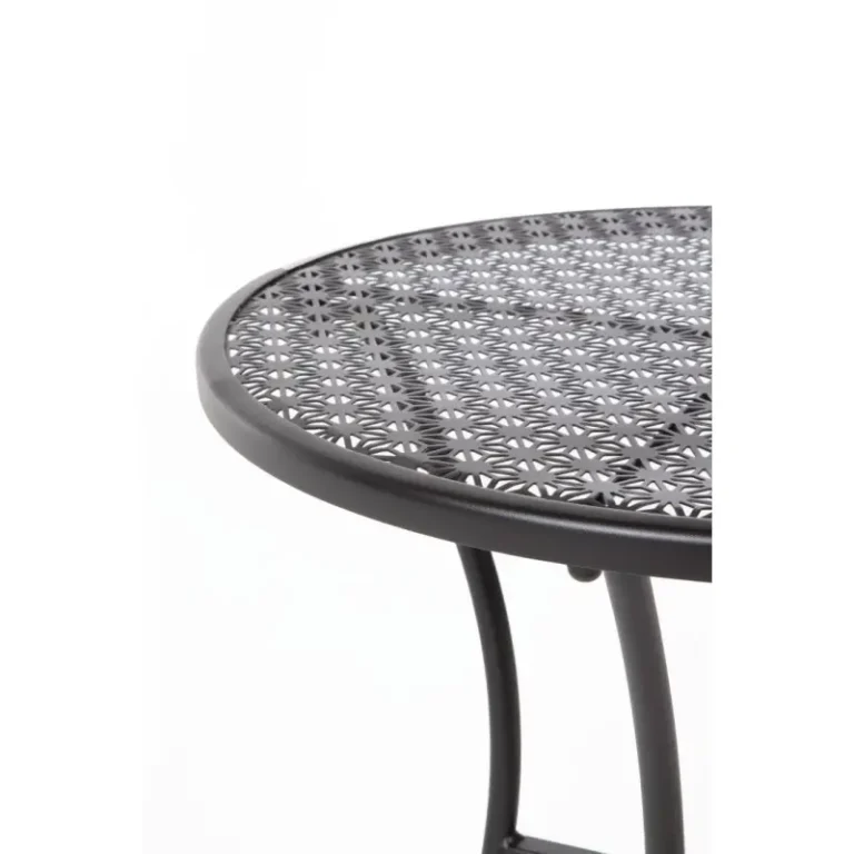Table bistro ronde ajourée Bolero – GG705 – Ø600mm – Noire – Acier laqué