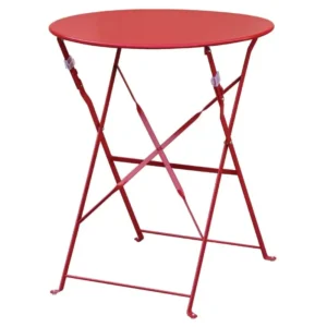 Table de terrasse pliante Bolero – GH560 – Ø595mm – Rouge – Acier