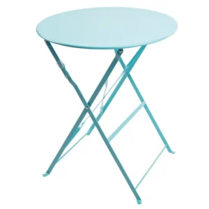 Table de terrasse ronde pliante Bolero – GK983 – Ø595mm – Bleu turquoise – Acier galvanisé