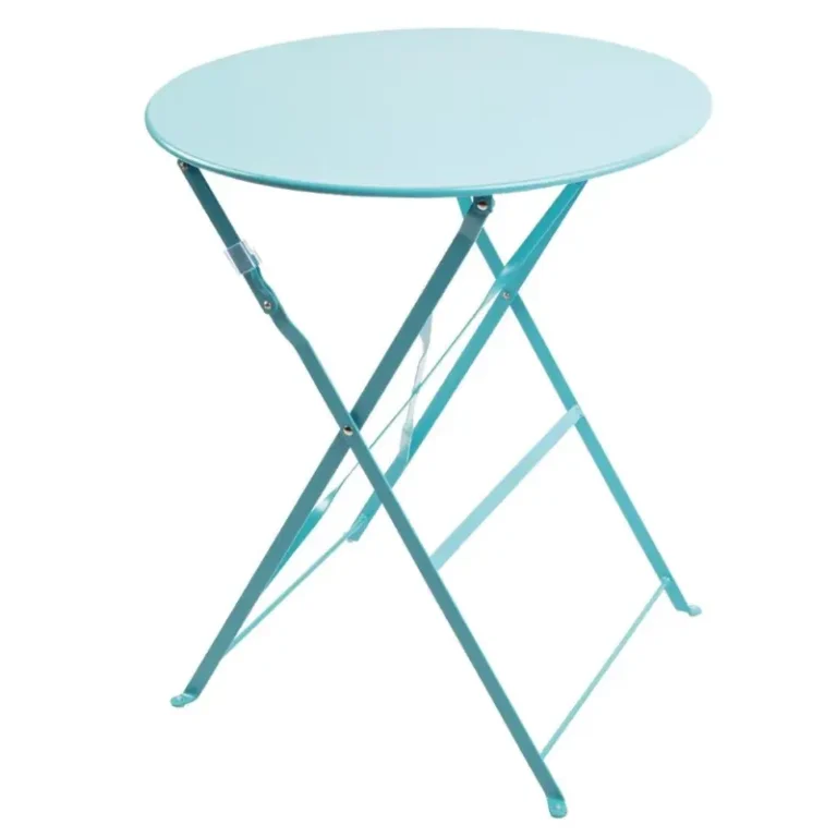Table de terrasse ronde pliante Bolero – GK983 – Ø595mm – Bleu turquoise – Acier galvanisé