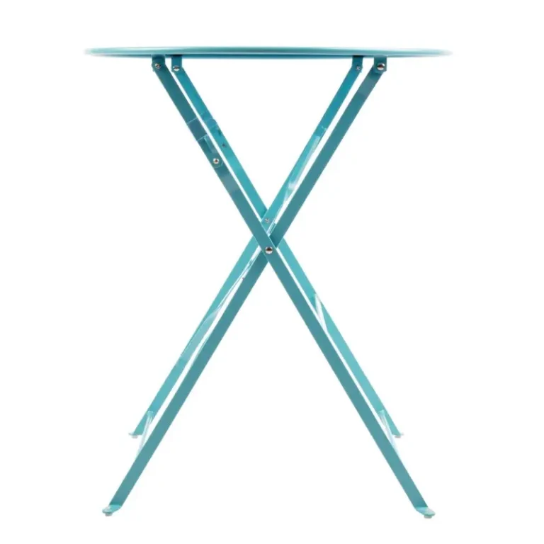 Table de terrasse ronde pliante Bolero – GK983 – Ø595mm – Bleu turquoise – Acier galvanisé