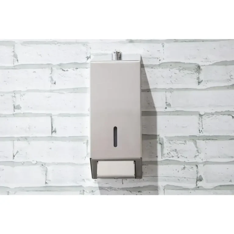 Distributeur de savon inox Jantex vu de profil