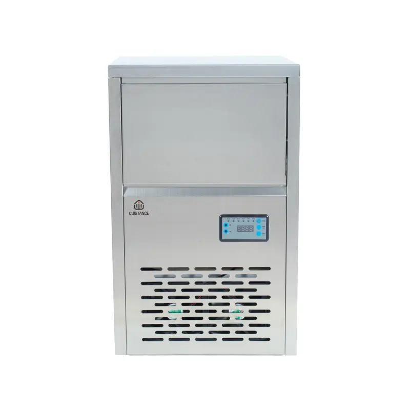 Machine à glaçons pleins CUISTANCE 30 kg Machine à glaçons pleins CUISTANCE inox, 30 kg par 24 h, réserve 10 kg