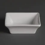 Mini plats carrés Olympia Whiteware 75 x 75 mm en porcelaine blanche vitrifiée, lot de 12