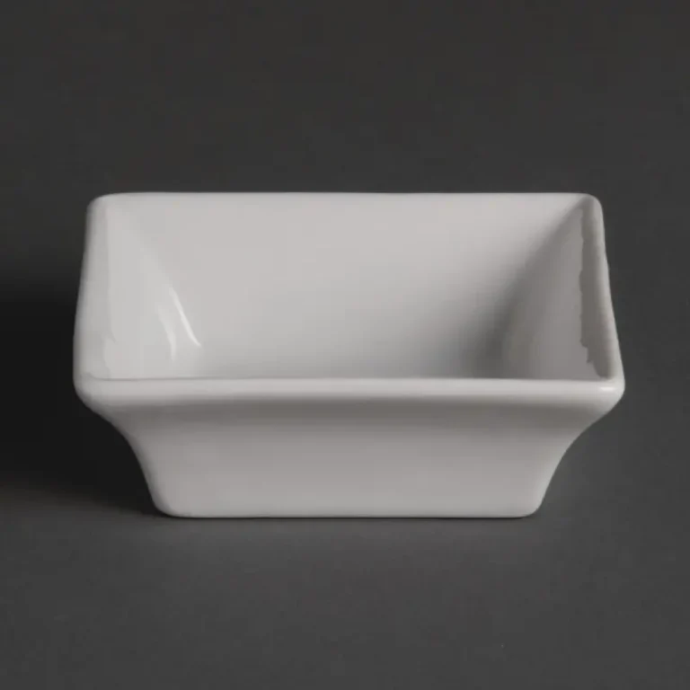 Mini plats carrés Olympia Whiteware 75 x 75 mm en porcelaine blanche vitrifiée, lot de 12