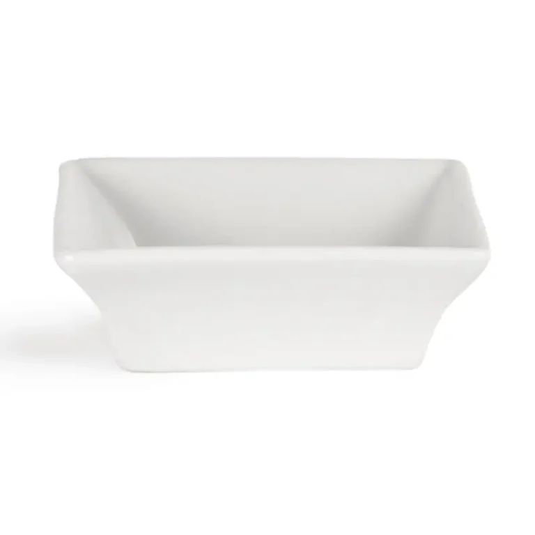Mini plats carrés Olympia Whiteware 75 x 75 mm en porcelaine blanche vitrifiée, lot de 12