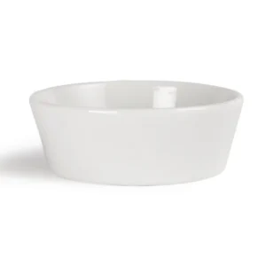 Mini plats ronds Olympia Whiteware 75 mm en porcelaine blanche vitrifiée, lot de 12