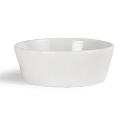 Mini plats ronds Olympia Whiteware 75 mm en porcelaine blanche vitrifiée, lot de 12