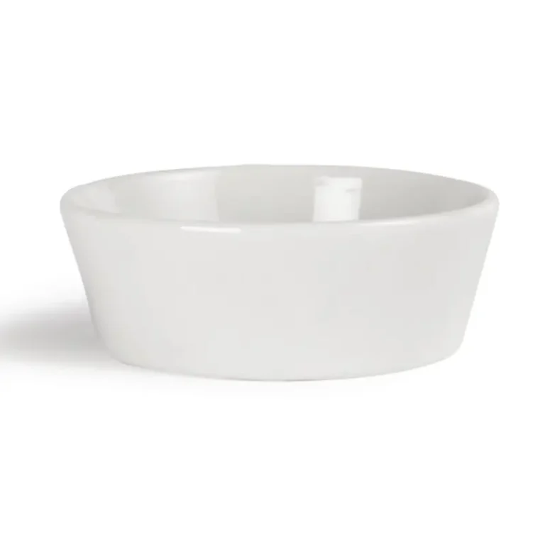 Mini plats ronds Olympia Whiteware 75 mm en porcelaine blanche vitrifiée, lot de 12